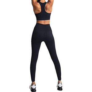 Conjunto de Yoga para Mujer de Alta Calidad, Sin Costuras, Sólido, Spandex/Algodón, con Cordón Ajustable, Secado Rápido, Transpirable, Antibacterial, Gran Venta - Product Image 3