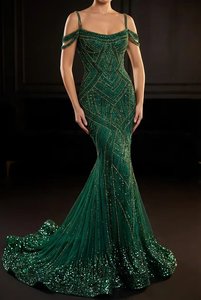 Exquisito Vestido de Sirena con Cuentas de Cristal Hecho a Mano, Vestido Formal con Hombros Descubiertos, Ropa de Noche de Alta Gama para Mujer, para Ocasiones Especiales - Product Image 4