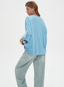 Women's Light <b>Blue</b> V-Neck <b>Mesh</b> Football Jersey Short Sleeve Loose Fit Breathable Team Number 80 Print All Seasons Apparel - Product Image 4