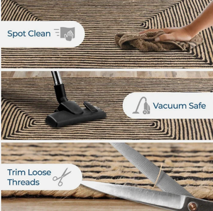 Alfombra de yute oscura con borde festoneado, alfombra boho tejida a mano para sala de estar, dormitorio, hoteles, habitaciones comerciales - Product Image 4