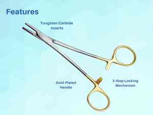 Portaagujas Mayo Hegar Premium, Portaagujas Dental y Ortodóntico, con Insertos de Carburo de Tungsteno, Instrumento Quirúrgico con Bloqueo - Product Image 2
