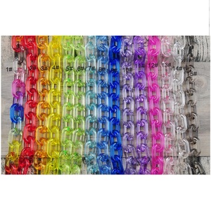 Cadena de eslabones grandes de resina, estilo vintage, mezcla de colores blancos, punk, hueca, grande, gruesa, redonda, larga, de resina acrílica. - Product Image 1