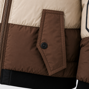 Men's Winter Color Block Puffer Jacket Hooded Zipper Stand Collar Sporty Windproof Polyester Wadding Thick Loose Fit - Product Image 2
