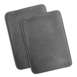 Gray Microfiber Bath <b>Mats</b> Rectangle Non-Slip Rubber Backing 2 Pieces Home Use - Product Image 1