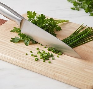 เขียงไม้ทรงสี่เหลี่ยมพร้อมด้ามจับหุ้มหนังและห่วงแขวน - Product Image 4
