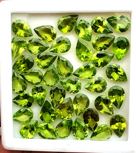 Peridoto natural tallado en forma de pera, piedras preciosas de 6x8 mm, peridoto verde, piedras sueltas facetadas y calibradas para la fabricación de joyas, venta al por mayor. - Product Image 1