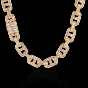 925 Silver Lab Grown Diamond Geometric Link Chain Luxury <b>Statement</b> <b>Necklace</b> for Men - Product Image 5