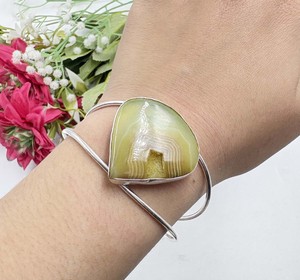 กำไลข้อมือทรงหยดน้ำทำจากหินอาเกตธรรมชาติ Lusterelics ชุบเงิน ประดับอัญมณี ปรับขนาดได้ สไตล์โบฮีเมียน - Product Image 1
