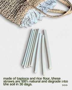 Pajitas de Harina de Arroz de 6.5mm, Ecológicas, Comestibles y Biodegradables, para Jugos, Refrescos, Té Helado y Limonada - Product Image 3