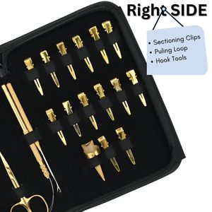 Kit d'outils professionnels pour extensions capillaires : Pince à micro-perles, Pince à trois trous, Enfileur de mèches, Mini-ciseaux, Pinces à cheveux - Product Image 4