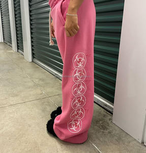 Conjunto de pantalones de pierna ancha para mujer americana, suéter informal, diseño creativo, pantalones sueltos rectos simples, cintura elástica inversa, ligero - Product Image 2