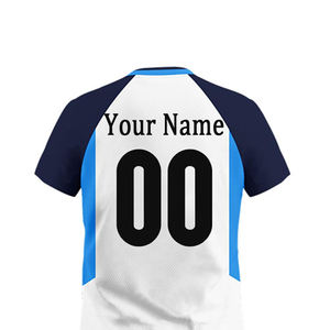 Custom Sublimated 100% Polyester <b>Volleyball</b> Jersey <b>Set</b> Eco-Friendly White Navy Blue V-Neck Sleeveless Moisture Wicking Unisex - Product Image 5