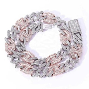 Collier chaîne cubaine en moissanite plaqué or de haute qualité, unisexe, luxe, style hip-hop, effet diamant glacé, cadeau, fiançailles - Product Image 1
