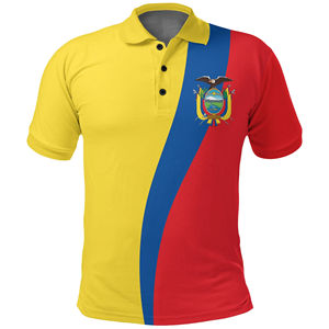 Camiseta Polo con la Bandera Nacional de Ecuador para Hombre, Manga Corta, 100% Poliéster, Transpirable, Diseño Casual con Estampado del Escudo, Corte Regular - Product Image 3