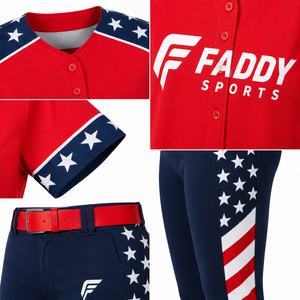 Ensemble d'uniformes de baseball personnalisés par sublimation – Maillot respirant à boutons et pantalon pour hommes et jeunes – Tenue patriotique d'équipe USA pour softball - Product Image 4