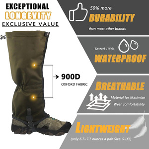 Wholesale High Performance Waterproof Oxford Leg Gaiters | Durable Snow <b>Boot</b> <b>Covers</b> | Outdoor Hiking Hunting Gear - Product Image 2