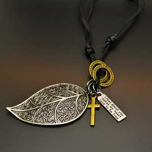 Fashion Pendant Necklace 2.5-Inch Pure Stainless Steel Pendant with Adjustable Leather <b>Rope</b> for Men & Boys - Product Image 4