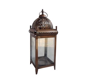 Lanterne marocaine hexagonale en métal et fer avec panneaux en verre et découpes décoratives pour la décoration de la maison - Product Image 2
