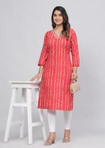 Women Rayon Red Printed <b>Kurti</b> Ethnic Casual Wear <b>Kurti</b> - Product Image 5