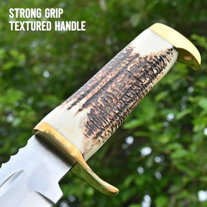 Couteau Bowie artisanal en acier à haute teneur en carbone, manche en corne avec étui en cuir, couteau de camping, couteau d'extérieur - Product Image 3