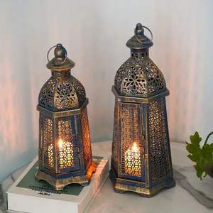 Lanternes dorées pour bougies, écologiques, durables, personnalisables, ensemble de lanternes marocaines, décoration de la maison, design classique, lot de 3 - Product Image 5