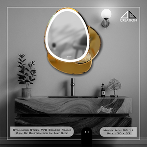 D.G. CREATION DG 11 Modern Stainless Steel PVD Coated Frame Art Decor Wedding Bathroom Vanity Wall <b>Mirror</b> <b>Lightweight</b> Anti-Fog - Product Image 3