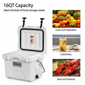 16 Quart Portable Insulated <b>Cooler</b> <b>Box</b> 24 Can Capacity with 2 Cup Holders - Product Image 5
