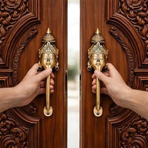 Poignée de porte en laiton, forme originale, design traditionnel, pour entrée, quincaillerie de mobilier durable - Product Image 6