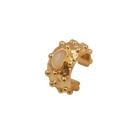 Bague tendance artisanale en pierre de lune blanche perlée, plaquée or rose, en laiton, unisexe, épaisse et ajustable