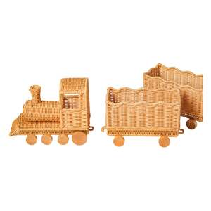 Wholesale Charming <b>Rattan</b> Train Set Woven Wicker Train Decor Accent For <b>Dining</b> <b>Table</b> Restaurant And Party Decoration - Product Image 2