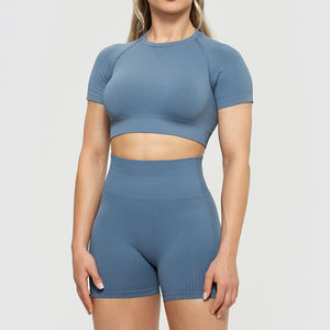 Camiseta Deportiva Corta de Manga Corta con Cuello en V para Mujer, Diseño Ajustado y Elástico, Ideal para Entrenamiento y Gimnasio, Venta al Por Mayor OEM - Product Image 1