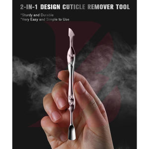 Pousse-cuticules et dissolvant de vernis gel double usage, outil à cuticules en acier inoxydable de qualité supérieure pour manucure et pédicure - Product Image 2