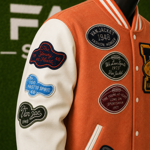 Veste universitaire brodée personnalisée unisexe, style streetwear, patchwork, bomber vintage, uniforme de baseball, manteau en gros - Product Image 5