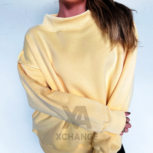 Sudadera de cuello alto extragrande para mujer, gris claro, de algodón tejido, con estampado de letras y logo en la espalda, ropa informal de otoño - Product Image 4