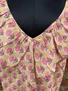 เสื้อทูนิคแขนกุดพิมพ์ลายดอกไม้สไตล์โบฮีเมียนเซ็กซี่สำหรับฤดูร้อน ทำจากผ้าฝ้ายพิมพ์ลายด้วยมือ เหมาะสำหรับผู้หญิง - Product Image 5