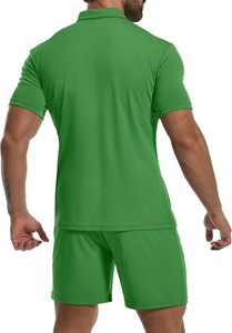 Conjunto de Camiseta Polo Casual de Manga Corta y Pantalones Cortos para Hombre, Conjunto de Dos Piezas para Verano, Conjunto Deportivo con Cierre para Hombre - Product Image 3