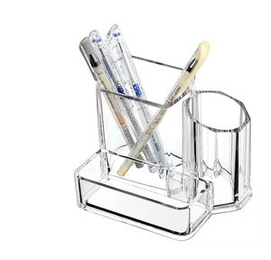 Transparent Acrylic Pen Holder Rack Organizer Nail <b>Brush</b> Holder Stand 2 Compartment Clear Makeup <b>Brush</b> Holder - Product Image 5