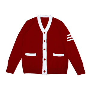 Personnalisez les logos sur des pulls à col en V de haute qualité pour les logos de sororités/fraternités/écoles/collèges/universités, cardigans tricotés avec logos. - Product Image 1