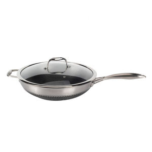Wok traditionnel à fond rond en acier inoxydable résistant aux rayures avec poignée en bois, capacité de 20 L, pour tous les types de cuisinières - Product Image 2