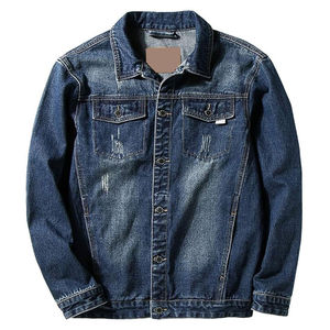 Ripped Denim Jacket Distressed Casual Fashion Streetwear Outerwear - Product Image 1