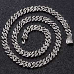 Collier chaîne cubaine en argent sterling 925 plaqué or jaune, style hip-hop, serti de pierres, cadeau de mariage, bijoux unisexe - Product Image 5