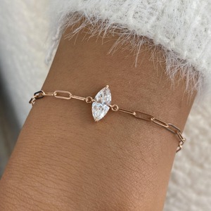 สร้อยข้อมือทองคำแท้ 14K ประดับเพชรทรงมาร์คีส์ 1.00 กะรัต E VVS2 เพชรสร้างในห้องปฏิบัติการ ดีไซน์หรูหรา สวยงาม เหมาะเป็นของขวัญวันเกิดสำหรับเธอ - Product Image 4