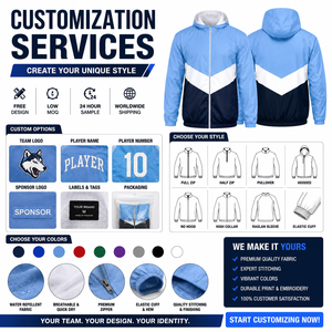 Chaqueta Cortavientos Ligera Personalizada para Hombre, con Capucha y Cremallera Completa, Impermeable, Cortavientos, Deportiva, para Correr, con Bloques de Color, Marca Privada - Product Image 4