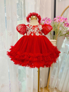 Venta al por mayor Maxi vestido de princesa para los niños de verano sin mangas de malla suave 3D diseño floral muchas opciones de color-ODM/OEM fiesta niños - Product Image 2