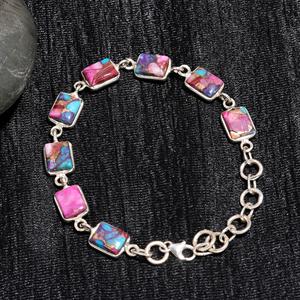 Top Quality Pink Spiny Oyster Turquoise Sterling <b>Silver</b> <b>Bracelet</b> Adjustable Fashion Unique Bohemian Jewelry Special Occasion - Product Image 3