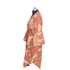 ชุดเดรสผ้าฝ้ายลำลองของผู้หญิงทำด้วยมือแนวชนเผ่าชายหาดผูกโบว์ตกแต่งด้วยกระดุมเสื้อผ้าเลานจ์ตัวยาวเสื้อเชิ้ตเอวธรรมชาติ - Product Image 2