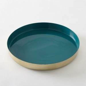 Plateau en métal émaillé de luxe style moghol |   Assiette de service décorative à motifs floraux |   Plateau décoratif artisanal fait main pour la maison, plateau en gros - Product Image 3