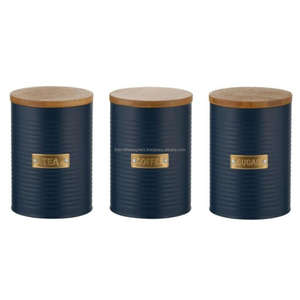 Boîtes de qualité avancée S/3 OEM ODM récipients de cuisine en métal personnalisés avec couvercle et bocaux de stockage ensemble pour thé café sucre - Product Image 1