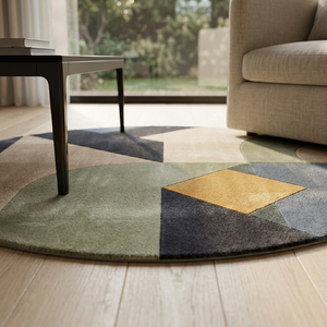 <b>Round</b> <b>Carpet</b> for Living Room Handmade Geometric Hand Tufted Wool Area Rug Modern Custom Designer <b>Round</b> <b>Carpet</b> Home - Product Image 3