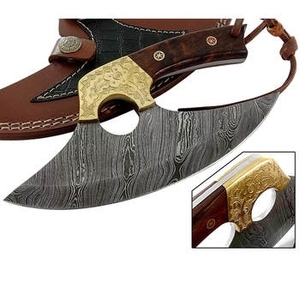 Cuchillo para Pizza de Acero de Damasco de Grado Industrial Hecho a Mano, con Mango de Madera y Funda de Cuero, Garantía de 3 Años, Personalizable - Product Image 2